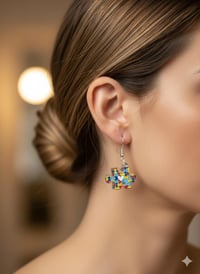 Image 2 of Autism Awareness Puzzle Piece Earrings - Colorful Jigsaw Heart Jewelry - Neurodiversity Gift for ...
