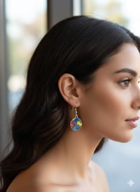 Image 2 of Puzzle Piece Enamel Dangle Earrings – Autism Awareness Jewelry