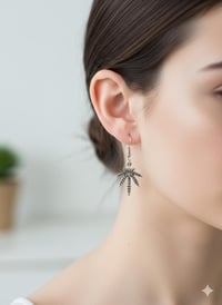 Image 2 of Silver Leaf Earrings, Cannabis Leaf Dangle Earrings, Pot Leaf Jewelry, Marijuana Leaf Charm Earri...
