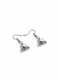 Image 1 of I Love Jesus Heart Earrings - Silver Religious Dangle Earrings