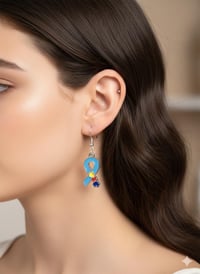 Image 2 of Autism Awareness Ribbon Earrings, Puzzle Piece Dangle Jewelry