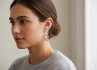 Image 2 of Autism Awareness Heart Ribbon Earrings - Vibrant Puzzle Piece Design