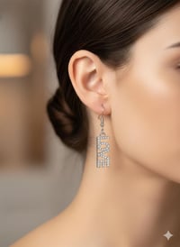 Image 2 of Crystal LOVE Dangle Earrings – Silver Rhinestone Jewelry