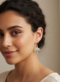 Image 2 of Rain or Shine - Autism Awareness Umbrella Earrings - Colorful Puzzle Piece Jewelry