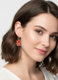 Image 2 of Red Enamel Heart Dangle Earrings – I Love You Valentine's Gift
