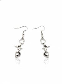 Image 1 of Paw Print Heartbeat Dangle Earrings, Vet Tech Gift