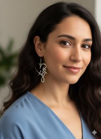 Image 2 of Silver Faith Script Heart Earrings | Dangle Drop Earrings | Elegant Religious Jewelry