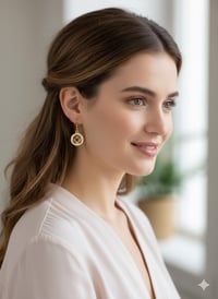 Image 2 of Gold Heart Dangle Earrings – Crystal Halo, Romantic Jewelry