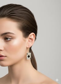 Image 2 of Crystal Ace of Spades Earrings, Gold Poker Card Dangles, Vegas Jewelry