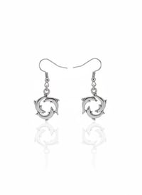 Image 1 of Silver Dancing Dolphin Earrings – Handcrafted Nautical Ocean Jewelry