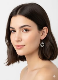 Image 2 of Silver Dancing Dolphin Earrings – Handcrafted Nautical Ocean Jewelry