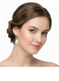 Image 2 of Gold Cupid Dangle Earrings - White Enamel Cherub Jewelry