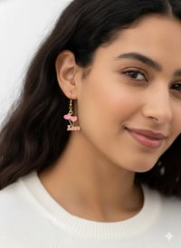Image 2 of Pink Heart Dangle Earrings – Gold Tone, Y2K Love Jewelry