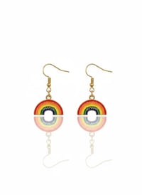 Image 1 of Rainbow Enamel Dangle Earrings – Gold Plated Pride Jewelry