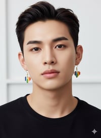 Image 2 of Rainbow Enamel Heart Dangle Earrings, Gold Plated Pride Jewelry