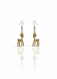 Image 1 of Dainty Fawn Earrings - Antique Gold Tone Woodland Jewelry