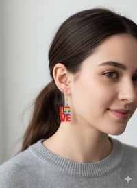 Image 2 of Rainbow LOVE Enamel Earrings – Pride LGBTQ+ Dangle Jewelry