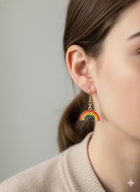 Image 2 of Rainbow Enamel Dangle Earrings – Gold Plated Pride Jewelry