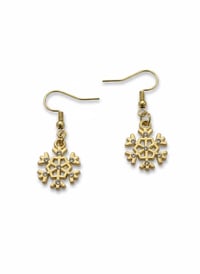 Image 1 of Gold Snowflake Earrings, Crystal Dangle, Winter Holiday Jewelry