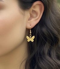 Image 2 of Gold Tone Butterfly Earrings – Dainty Dangle Boho Charms
