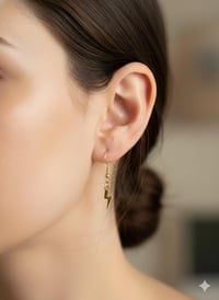 Image 2 of Dainty Gold Lightning Bolt Earrings, Minimalist Dangles