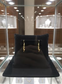Image 4 of Dainty Gold Lightning Bolt Earrings, Minimalist Dangles