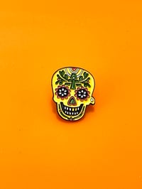 Image 1 of Sugar Skull Lapel Metal Enamel Pin: Día de Muertos Calavera - Mexican Tradition