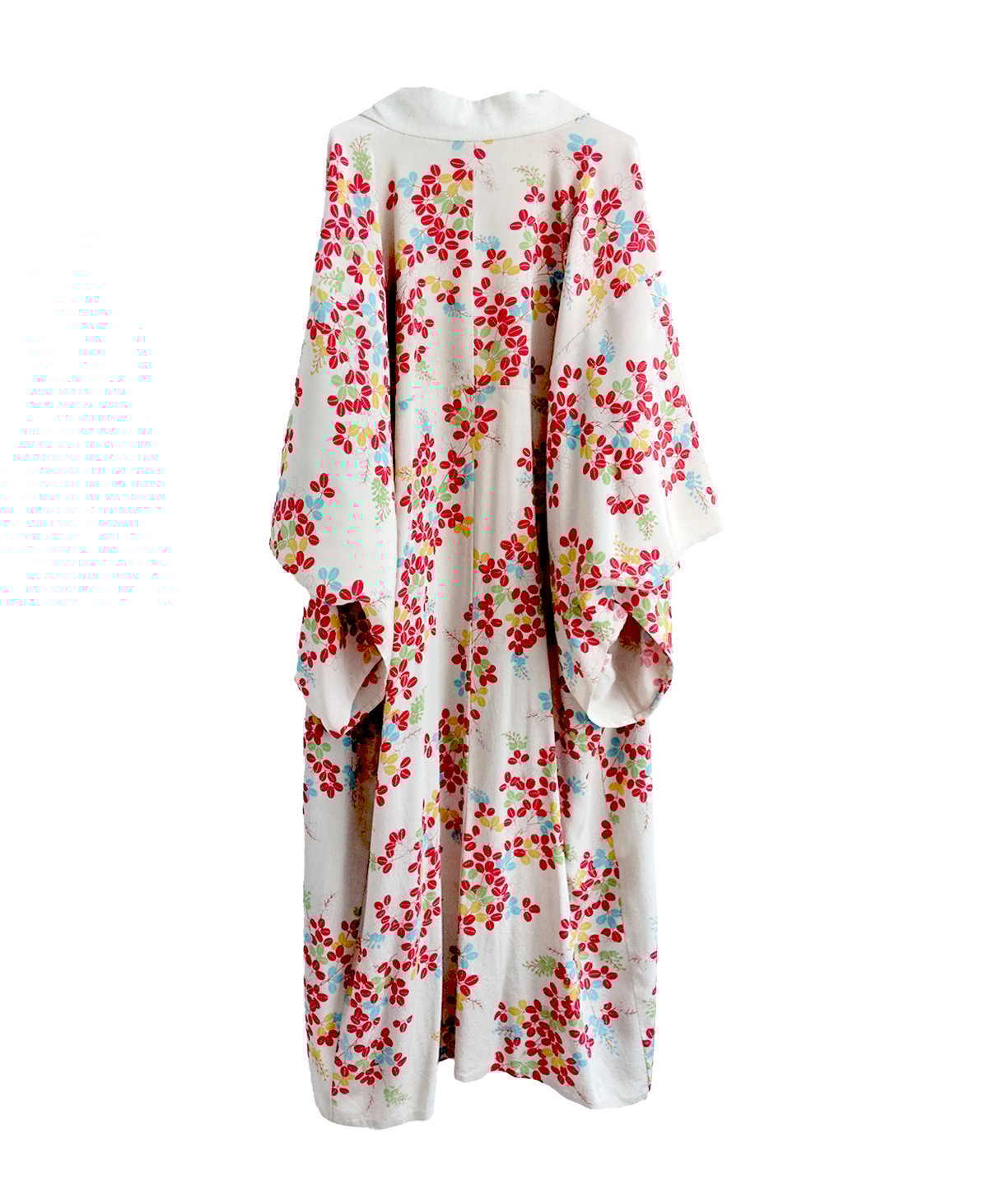 Image of Kimono dame af sandfarvet silke m. berberis blade / 'Too Fairy..'