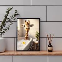 Image 2 of  Giraffe taking a bath print