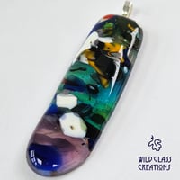Image 1 of Recycled melted glass pendant - long