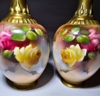 Image 2 of Royal Worcester Pair Small Bottle Vases