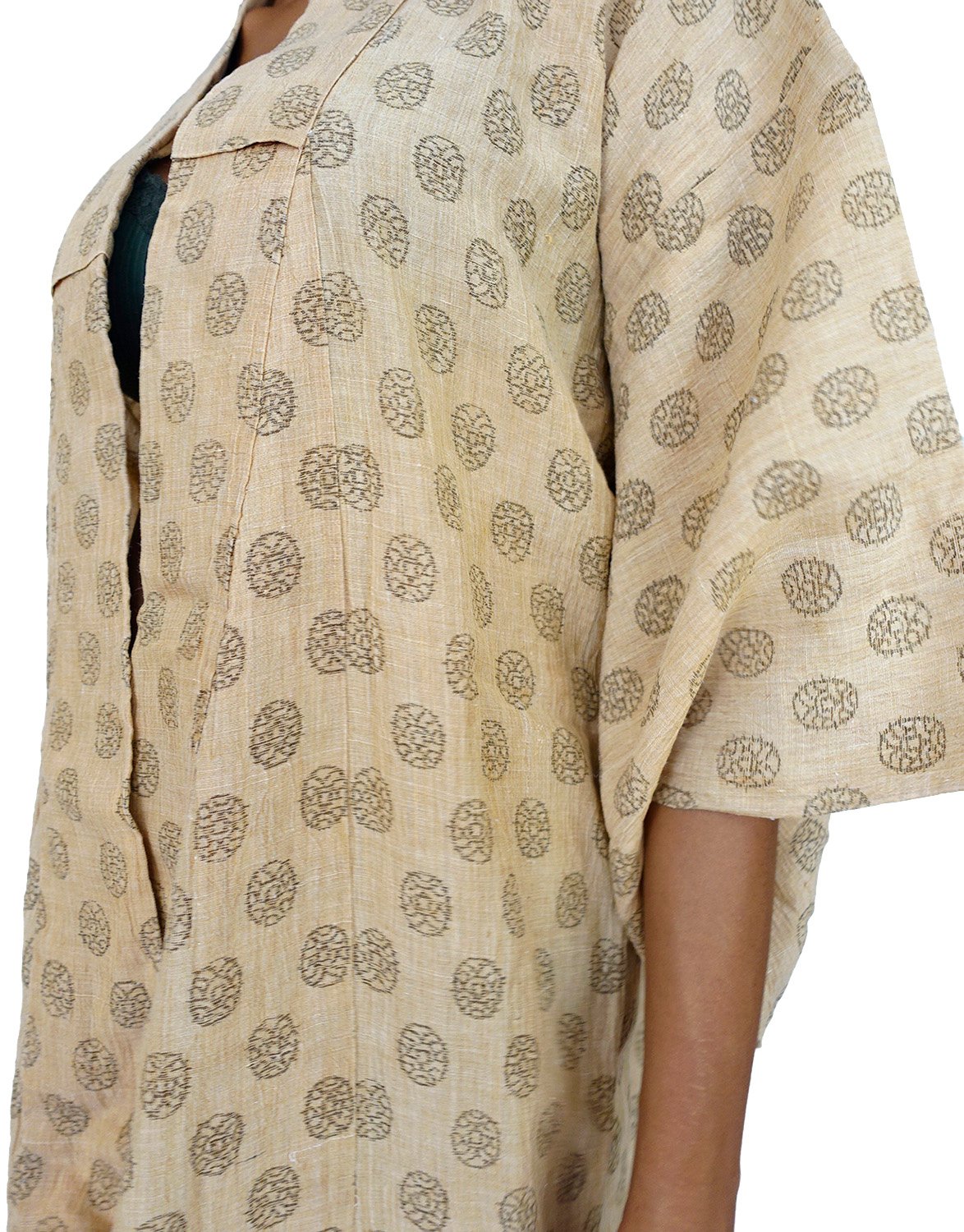 Image of Hørkimono dame - naturmateriale - håndvævet med matsu mønster