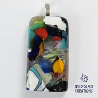 Image 1 of Recycled melted glass pendant - with button