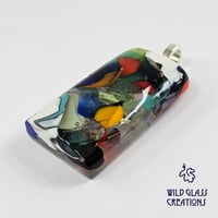 Image 2 of Recycled melted glass pendant - with button