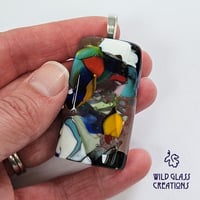 Image 3 of Recycled melted glass pendant - with button