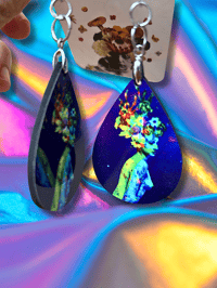 Image 3 of FREE SHIPPING - Aurelian - Psychedelic Hologram - Sublimation Earrings - Teardrop Earrings 