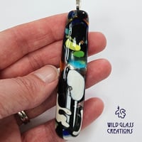 Image 2 of Recycled melted glass pendant - long and thin