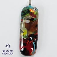 Image 1 of Recycled melted glass pendant - with twisted cane
