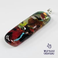 Image 2 of Recycled melted glass pendant - with twisted cane