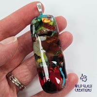 Image 4 of Recycled melted glass pendant - with twisted cane