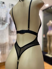 Image 3 of Deep plunge thong back teddy