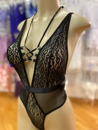 Image 1 of Deep plunge thong back teddy