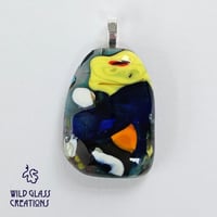 Image 1 of Recycled melted glass pendant - yellow