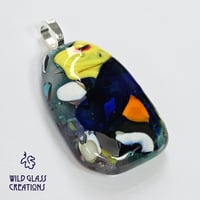 Image 2 of Recycled melted glass pendant - yellow