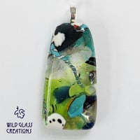 Image 1 of Recycled melted glass pendant - green