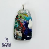 Image 1 of Recycled melted glass pendant - green dots