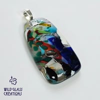 Image 2 of Recycled melted glass pendant - green dots