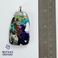 Image 4 of Recycled melted glass pendant - green dots