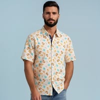 camisa manga corta safari beige