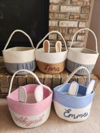 Custom Name Hand-Embroidered Easter Baskets